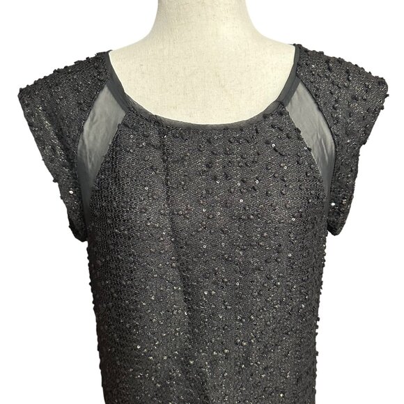 Maurices Shirt Women M NWT Black Shimmer Sheer Back High Low Hem Party New Years - Picture 5 of 11